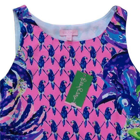 NWT Lilly Pulitzer Jackie Silk Shift Pecking Order Print Sleeveless Dress - Picture 8 of 14